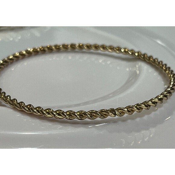 Set Of 4 VTG Rope Twist Gold Tone Bangle Bracelets Solid Stacking Estate - Picture 3 of 10